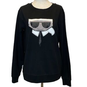 Karl Lagerfeld Black Long Sleeve Top with Graphic Size XSmall